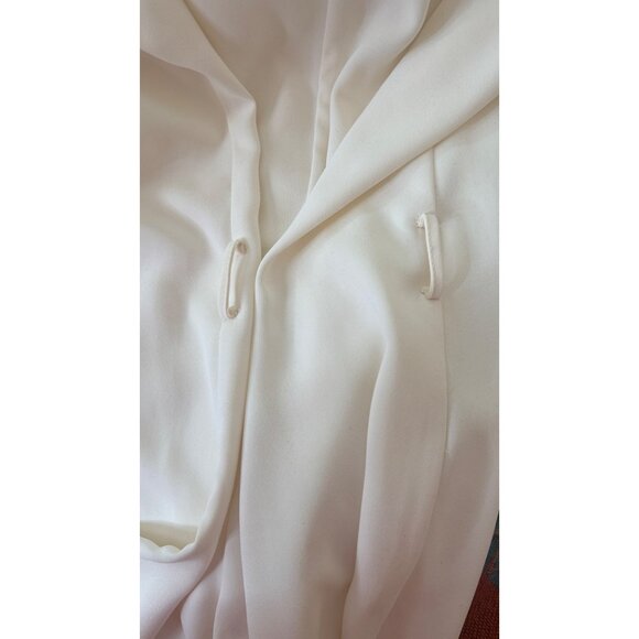2/$30 Zara Small Cream Long Sleeve Drape Flowy Front Midi Dress Polyester - Picture 5 of 16